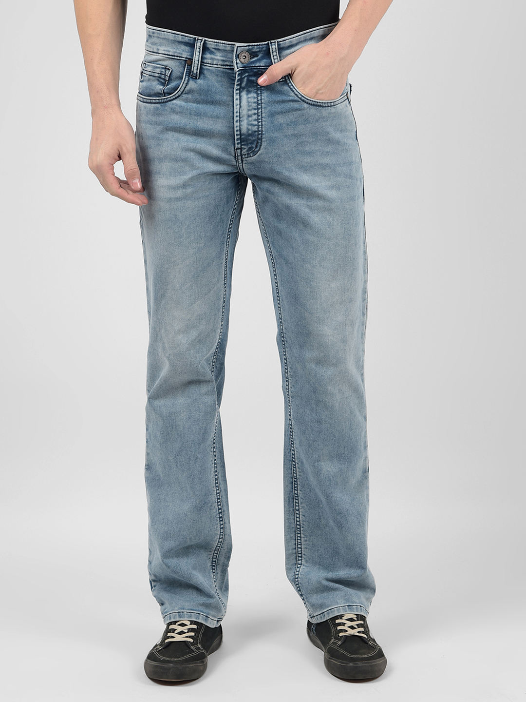 Numero Uno Men Solid Light Blue Jeans